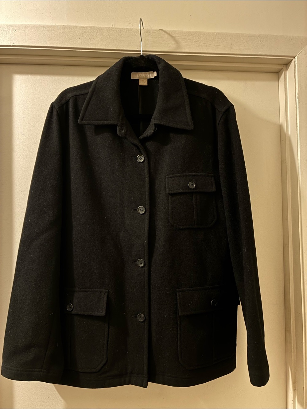 J. Crew Black Utility Jacket with Button Pockets